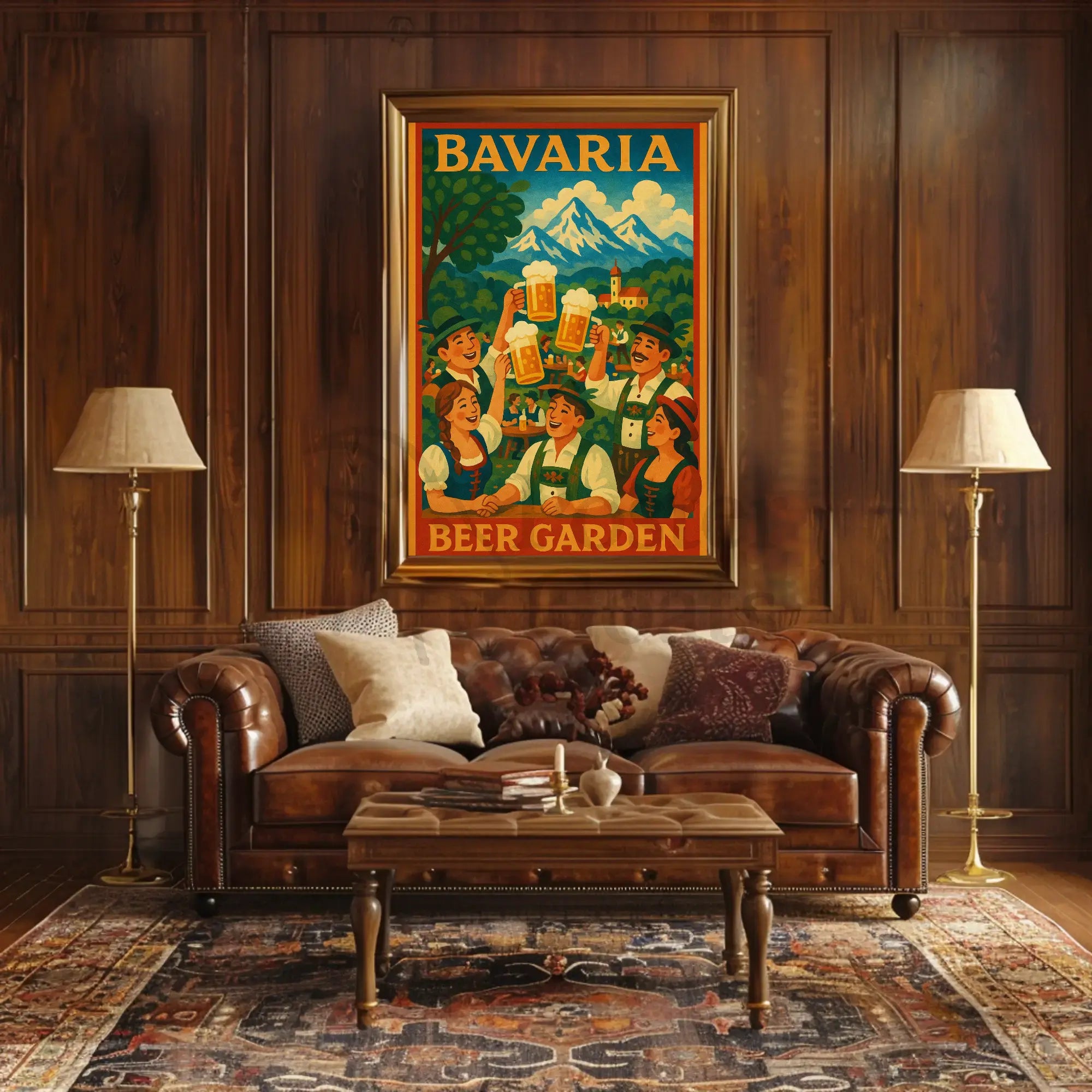 Vintage Bavarian Beer Garden Celebration Cultural Poster PosterGoat