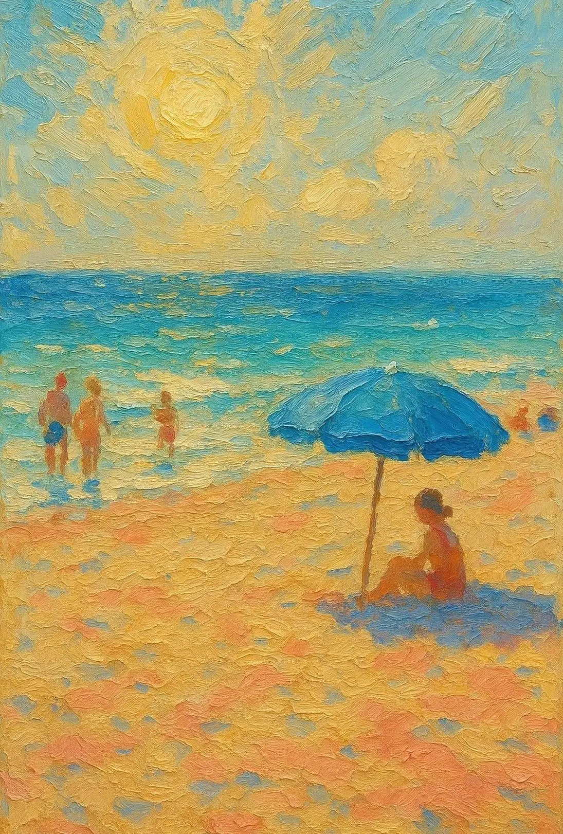 Vintage Beach Scene Art Print - Abstract, Artistic Poster PosterGoat
