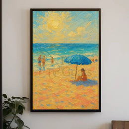 Vintage Beach Scene Art Print - Abstract, Artistic Poster PosterGoat