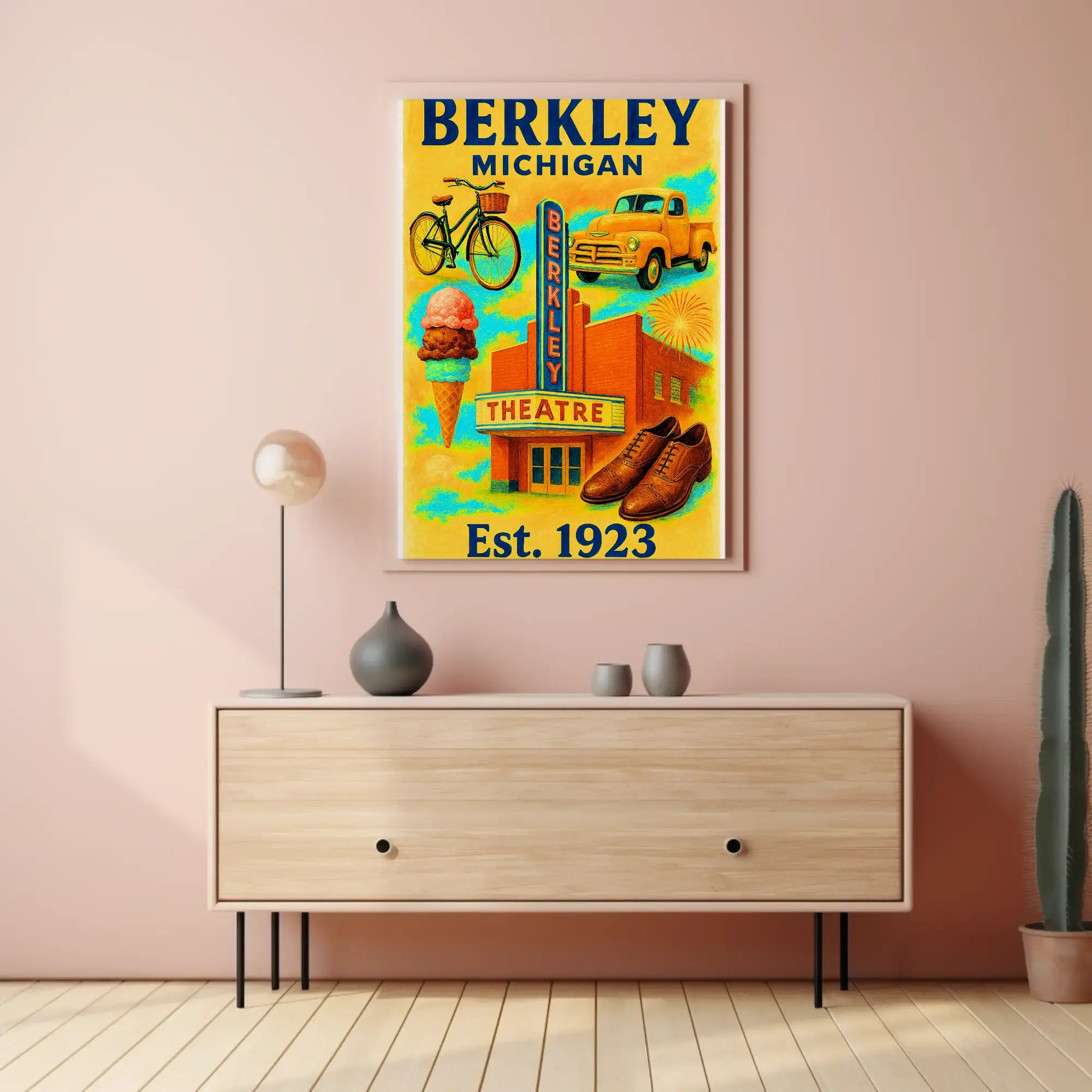 Vintage Berkley Michigan Nostalgia Cultural Heritage Poster PosterGoat