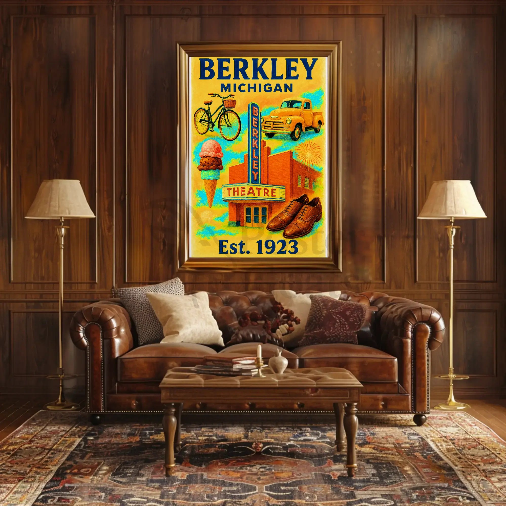 Vintage Berkley Michigan Nostalgia Cultural Heritage Poster PosterGoat