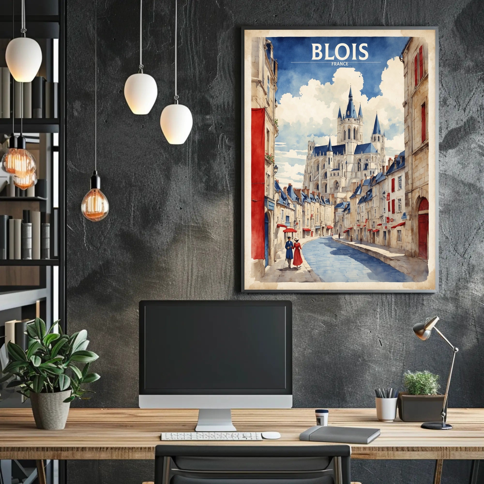 Vintage Blois Cathedral Poster PosterGoat