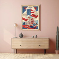 Vintage Boston Scene with Patriotic Flair Heritage Poster PosterGoat