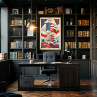Vintage Boston Scene with Patriotic Flair Heritage Poster PosterGoat