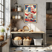Vintage Boston Scene with Patriotic Flair Heritage Poster PosterGoat