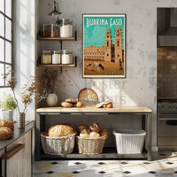 Vintage Burkina Faso Travel Art with Traditional Architecture Poster PosterGoat