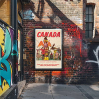 Vintage Canada Travel Poster with Iconic Totem Pole Imagery PosterGoat