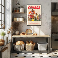 Vintage Canada Travel Poster with Iconic Totem Pole Imagery PosterGoat