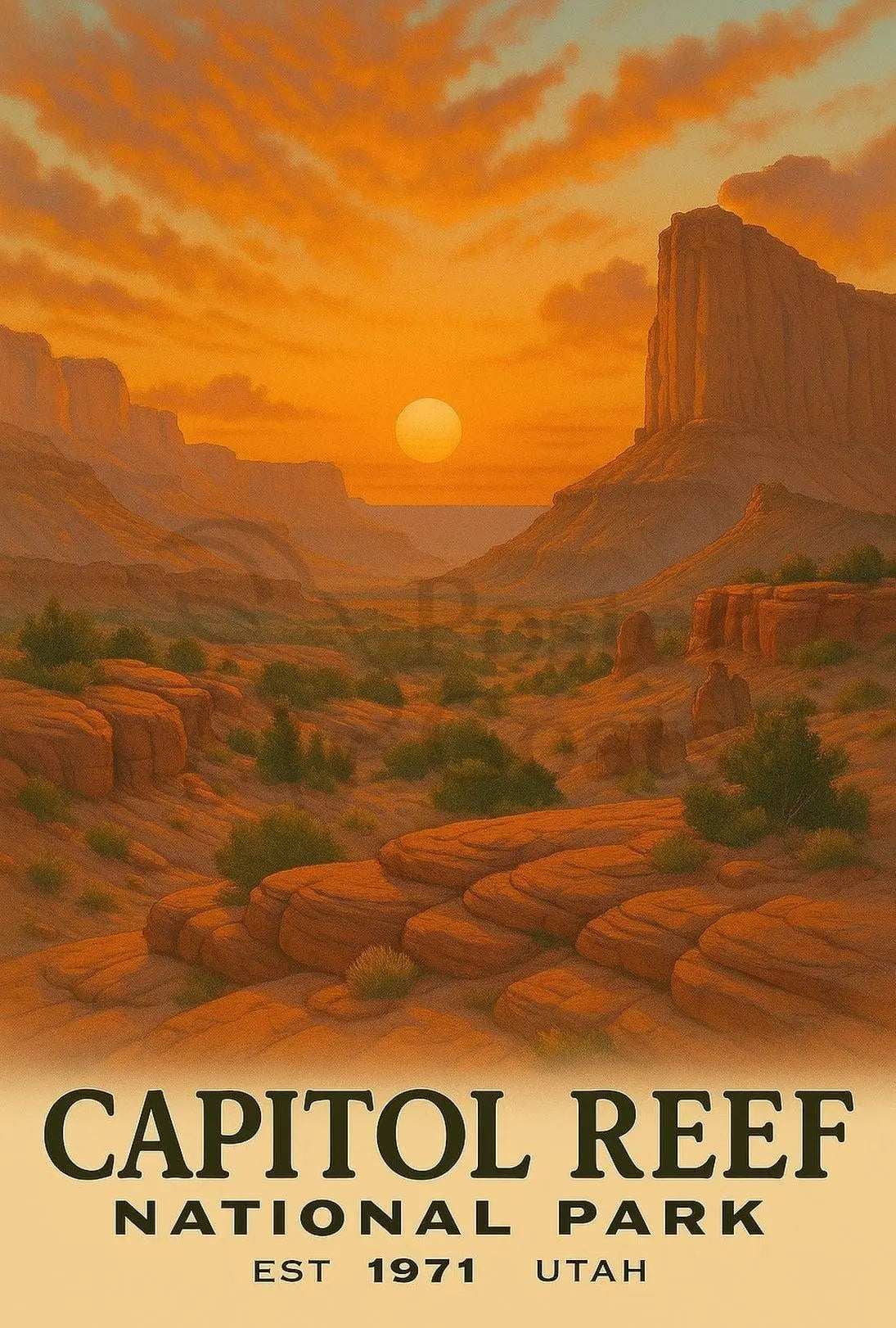 Vintage Capitol Reef National Park Travel Poster PosterGoat