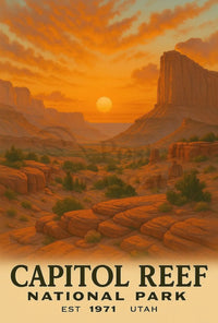 Vintage Capitol Reef National Park Travel Poster PosterGoat