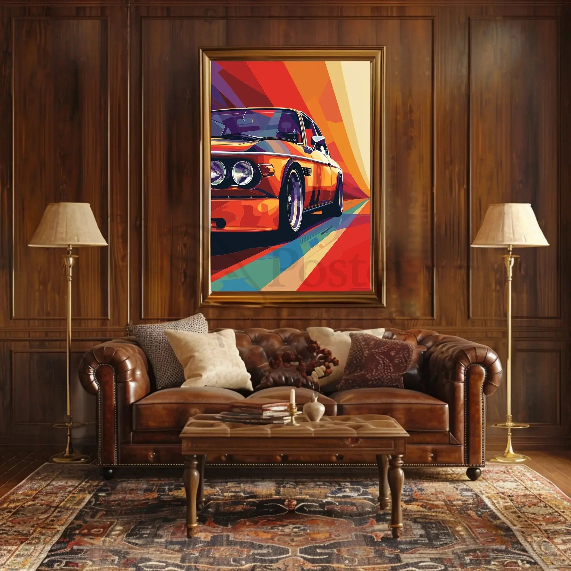 Vintage Car Pop Art Poster: Speed and Style Celebration PosterGoat