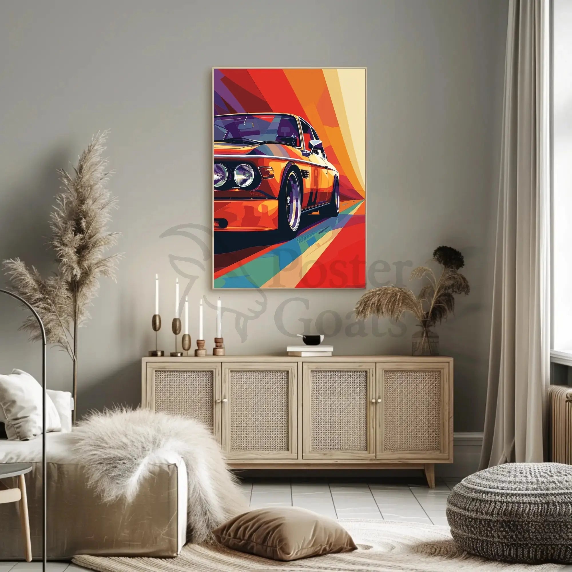 Vintage Car Pop Art Poster: Speed and Style Celebration PosterGoat