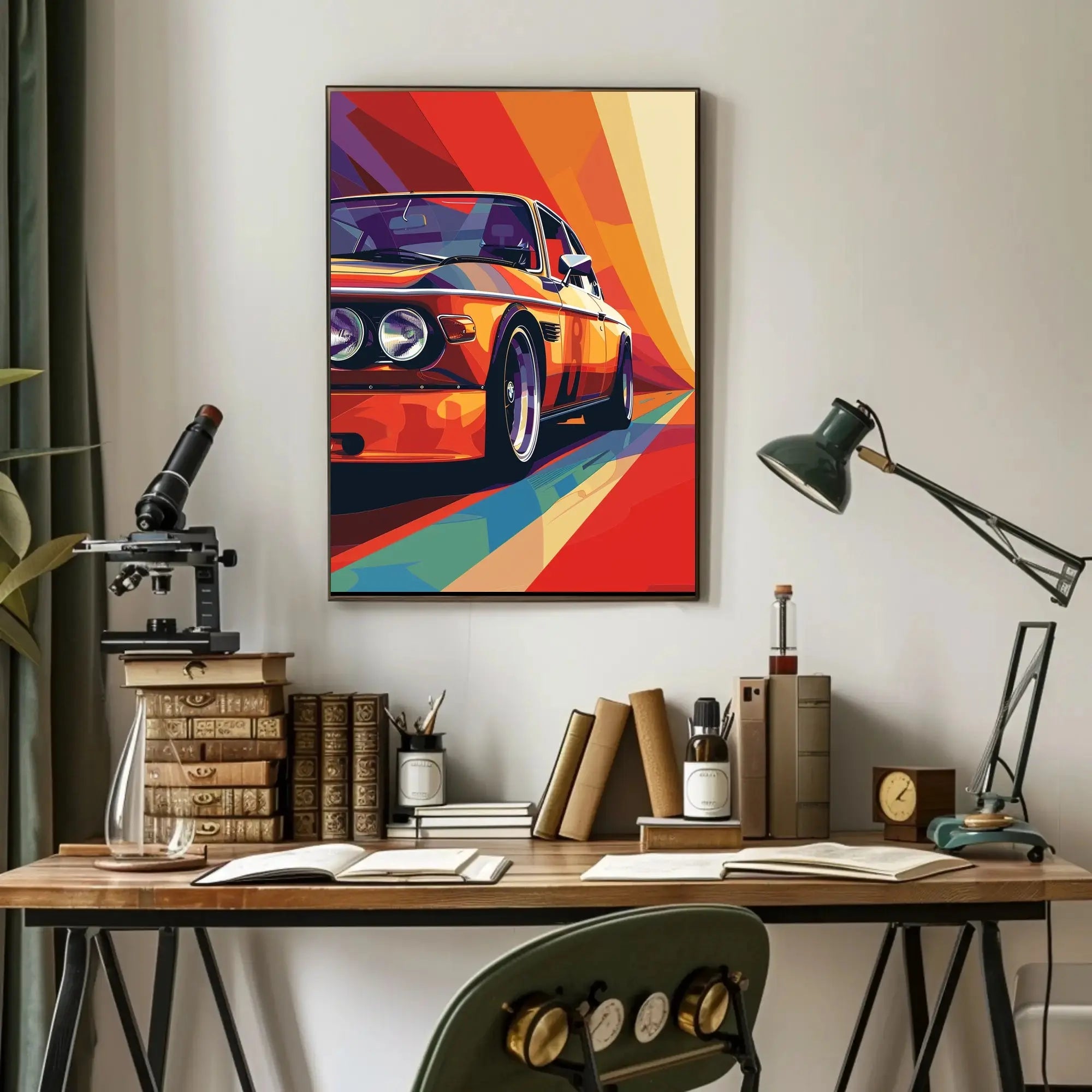 Vintage Car Pop Art Poster: Speed and Style Celebration PosterGoat