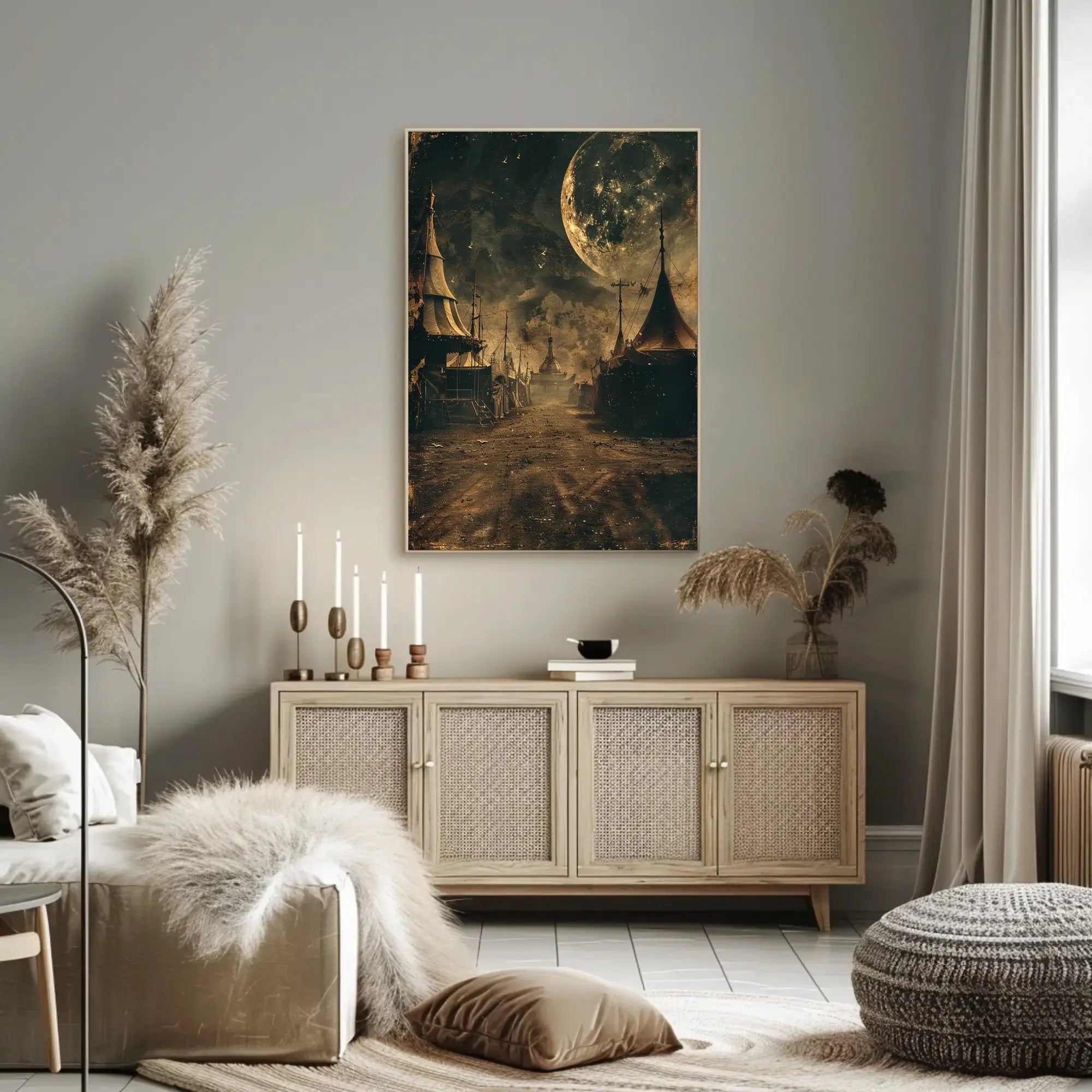 Vintage Carnival Moonlit Mystique Abstract, Artistic, or Pop Culture Poster PosterGoat
