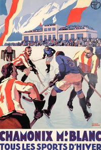 Vintage Chamonix Ice Hockey Travel Poster PosterGoat