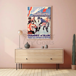 Vintage Chamonix Ice Hockey Travel Poster PosterGoat