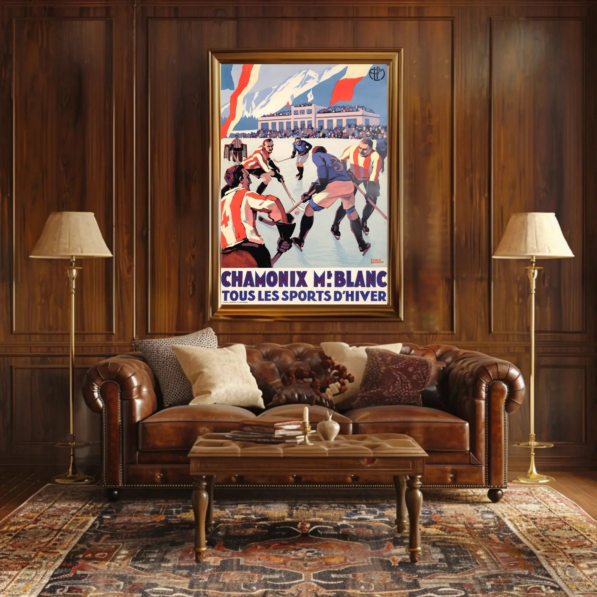Vintage Chamonix Ice Hockey Travel Poster PosterGoat