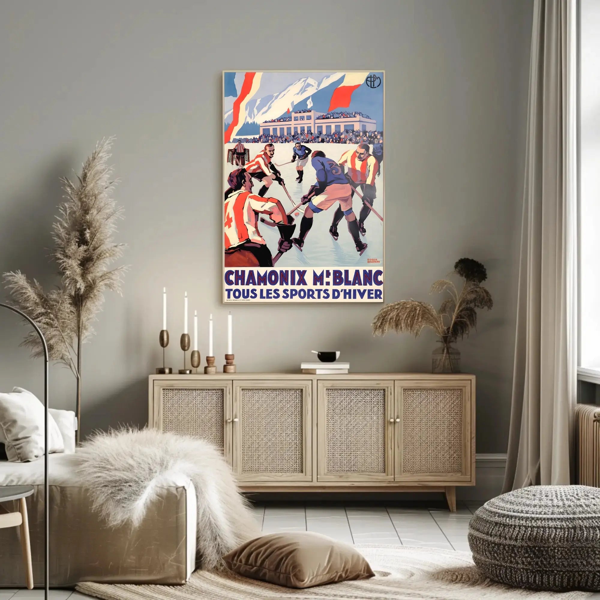 Vintage Chamonix Ice Hockey Travel Poster PosterGoat