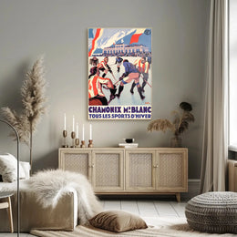Vintage Chamonix Ice Hockey Travel Poster PosterGoat