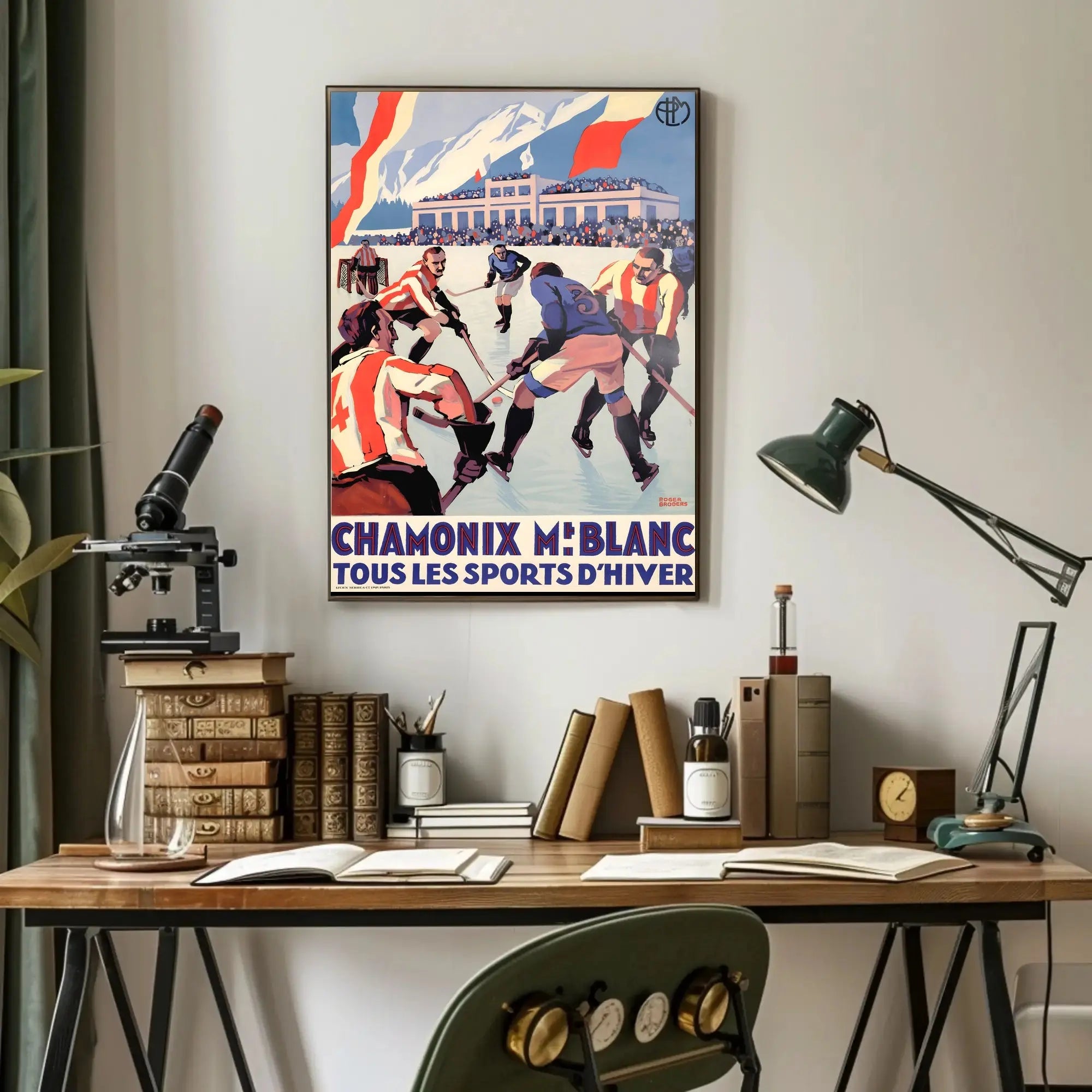Vintage Chamonix Ice Hockey Travel Poster PosterGoat