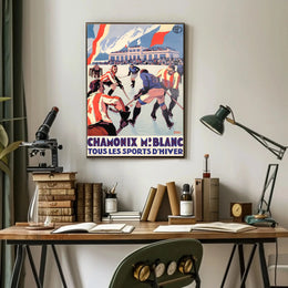 Vintage Chamonix Ice Hockey Travel Poster PosterGoat
