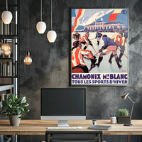 Vintage Chamonix Ice Hockey Travel Poster PosterGoat