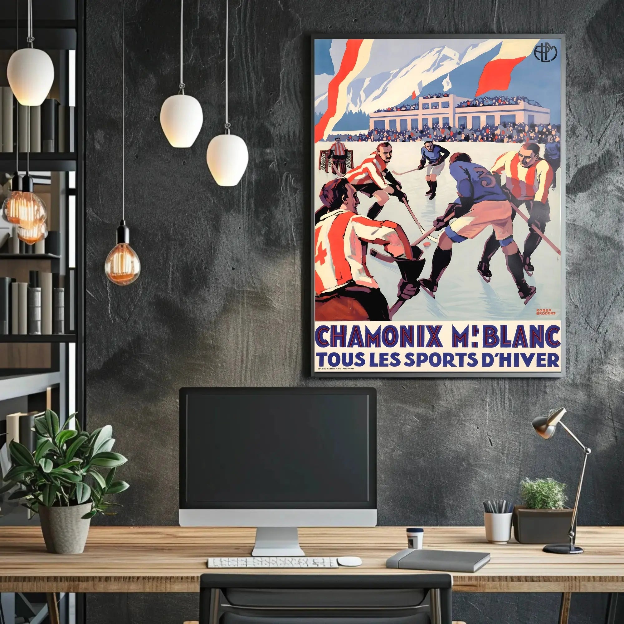 Vintage Chamonix Ice Hockey Travel Poster PosterGoat