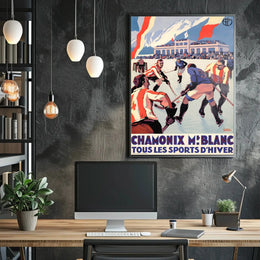 Vintage Chamonix Ice Hockey Travel Poster PosterGoat