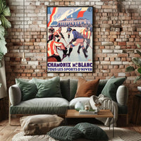 Vintage Chamonix Ice Hockey Travel Poster PosterGoat