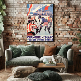 Vintage Chamonix Ice Hockey Travel Poster PosterGoat