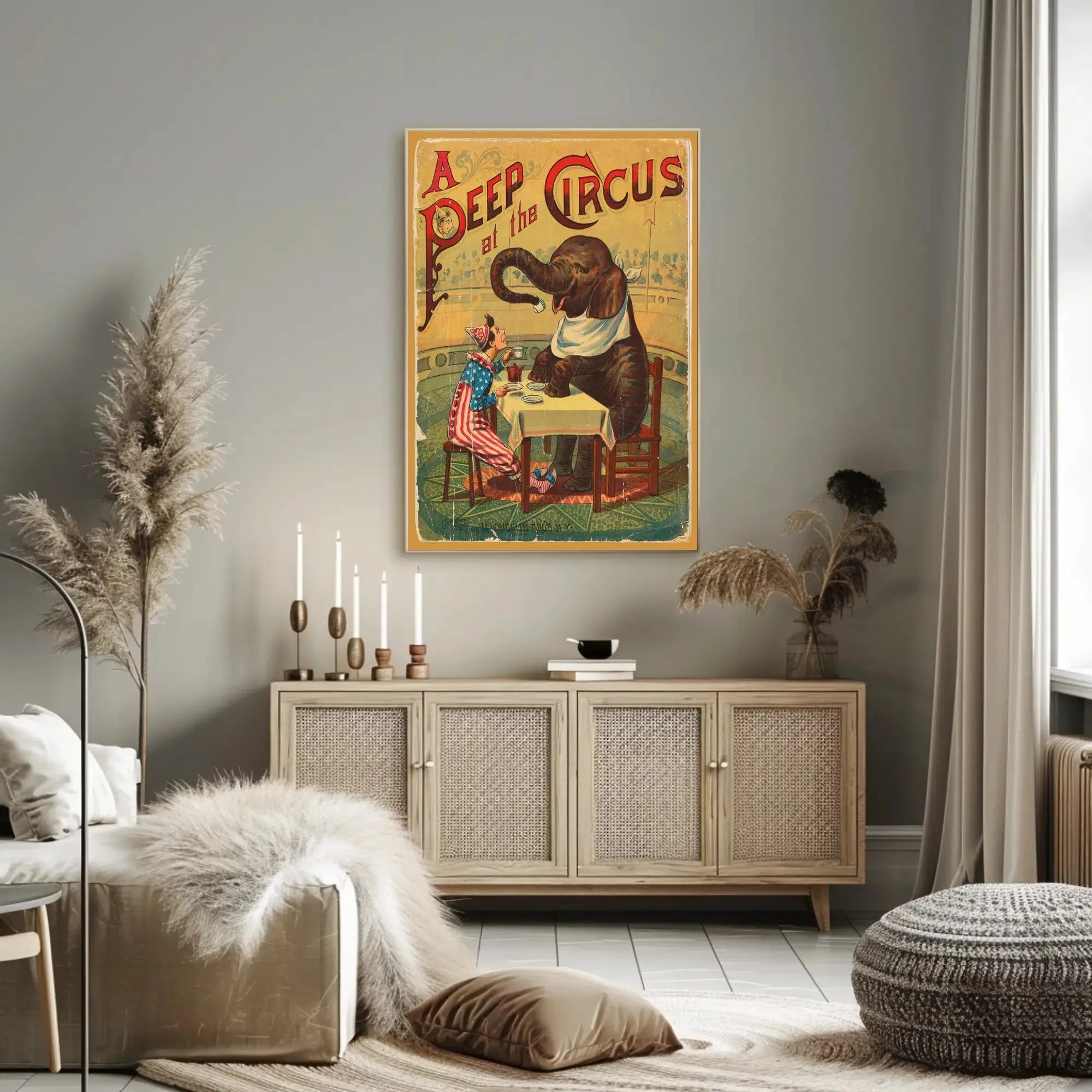 Vintage Circus Animal Poster with Whimsical Artwork PosterGoat