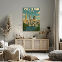 Vintage Cleveland Cityscape Art Poster Travel Poster PosterGoat