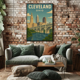 Vintage Cleveland Cityscape Art Poster Travel Poster PosterGoat