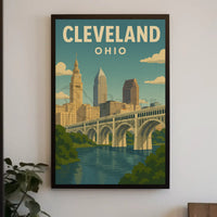 Vintage Cleveland Cityscape Art Poster Travel Poster PosterGoat