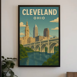Vintage Cleveland Cityscape Art Poster Travel Poster PosterGoat