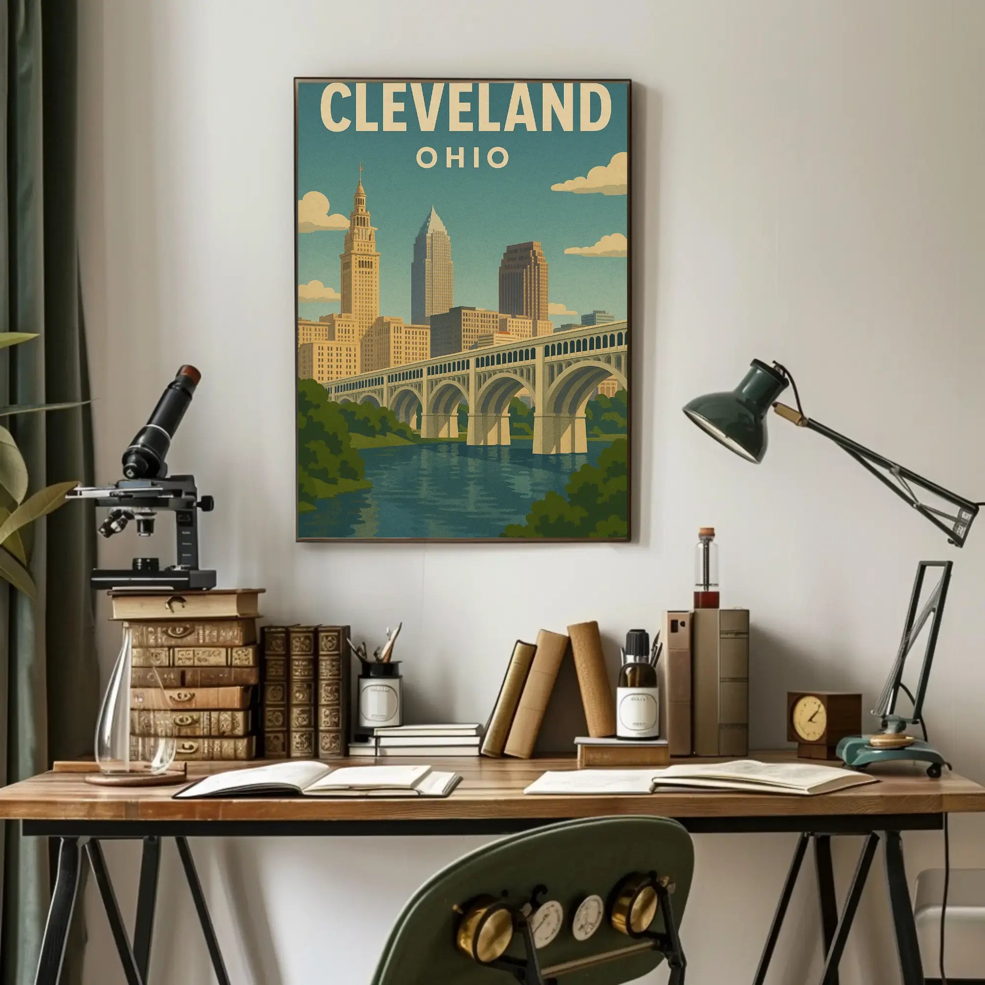 Vintage Cleveland Cityscape Art Poster Travel Poster PosterGoat