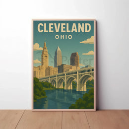 Vintage Cleveland Cityscape Art Poster Travel Poster PosterGoat