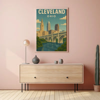 Vintage Cleveland Cityscape Art Poster Travel Poster PosterGoat