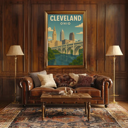 Vintage Cleveland Cityscape Art Poster Travel Poster PosterGoat