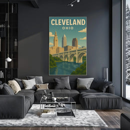 Vintage Cleveland Cityscape Art Poster Travel Poster PosterGoat