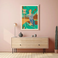 Vintage Coastal Convertible Adventure - Travel Poster PosterGoat