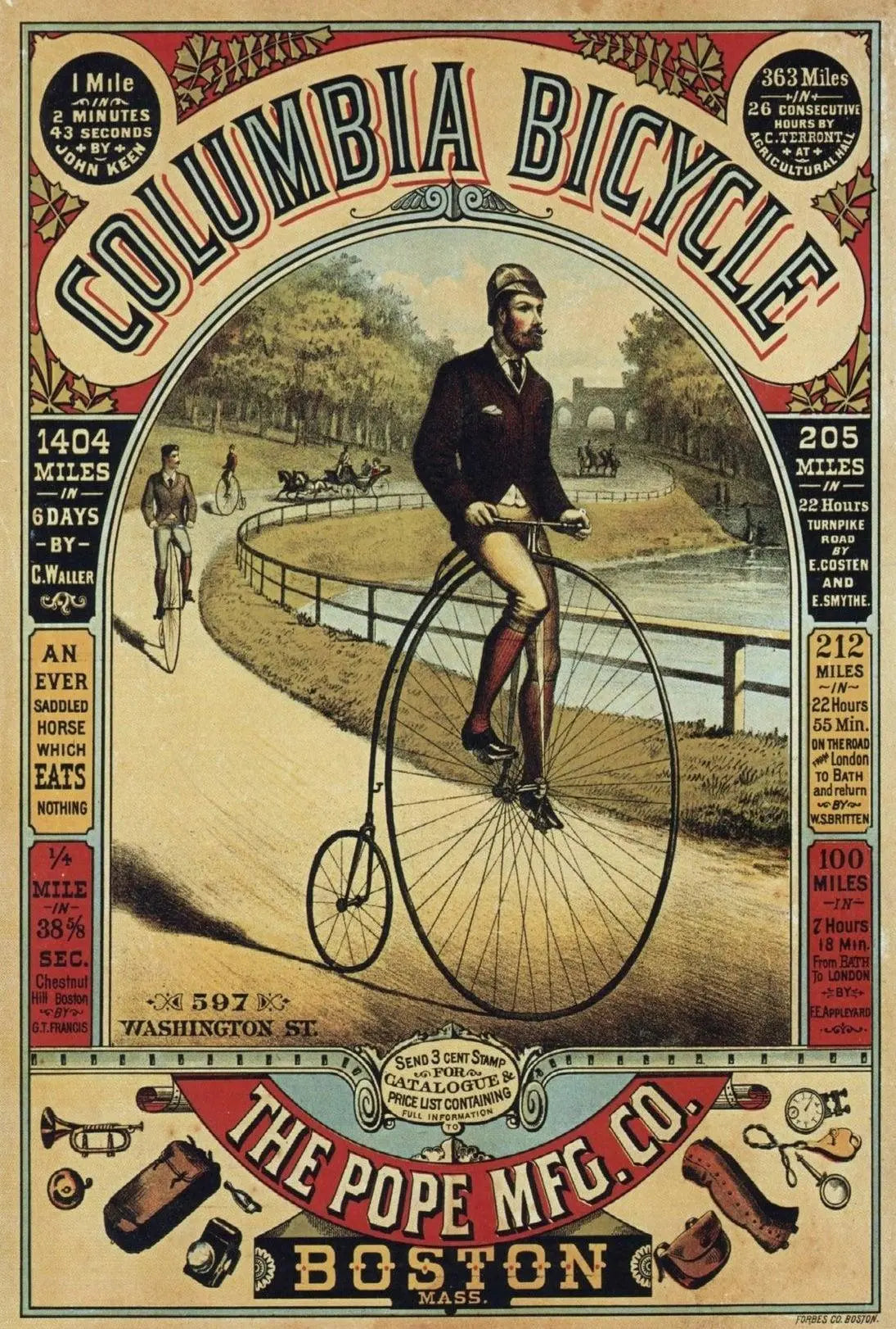 Vintage Columbia Bicycle Advertisement Poster - Cultural or Heritage Poster PosterGoat