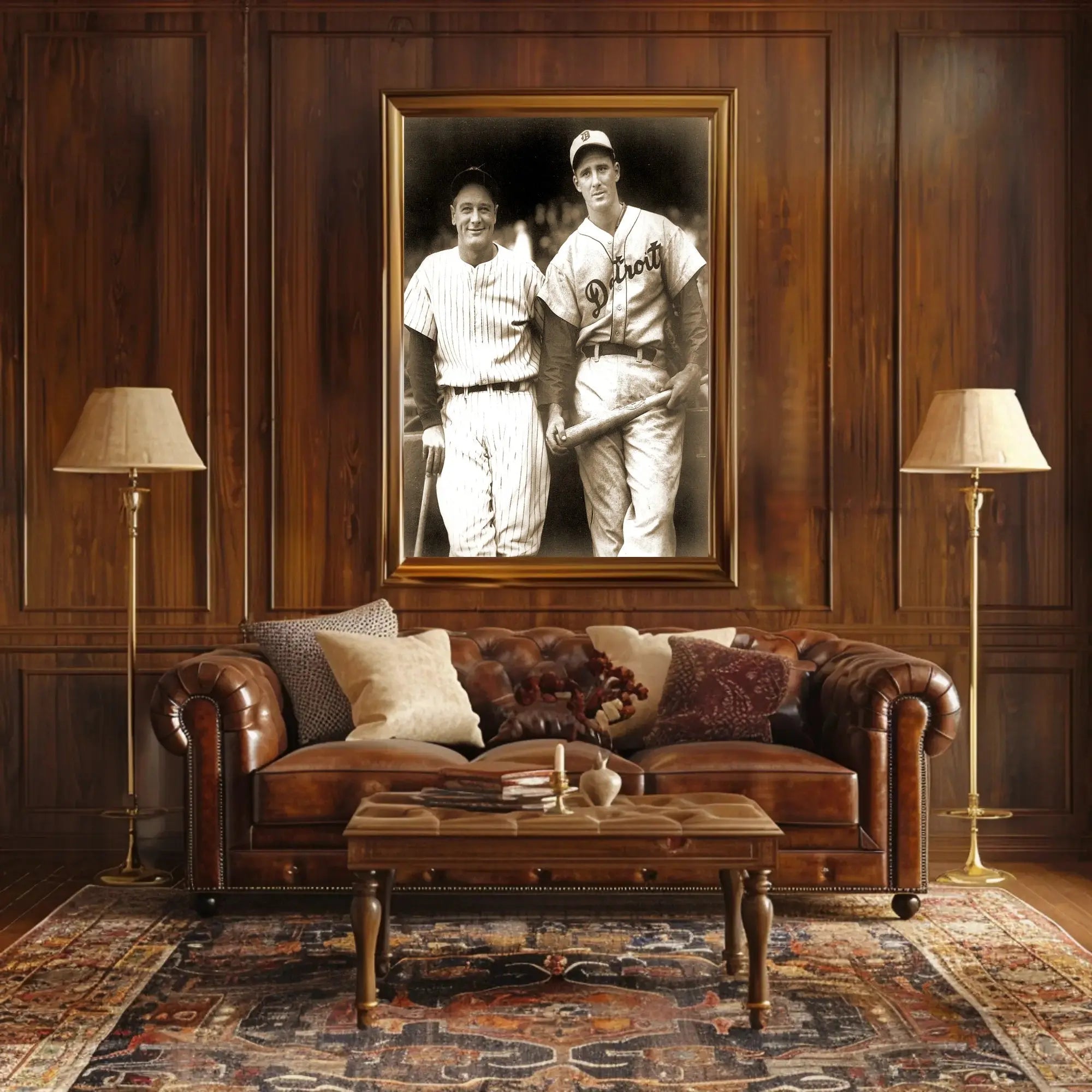 Vintage Detroit Baseball Players Sepia Sports Poster PosterGoat