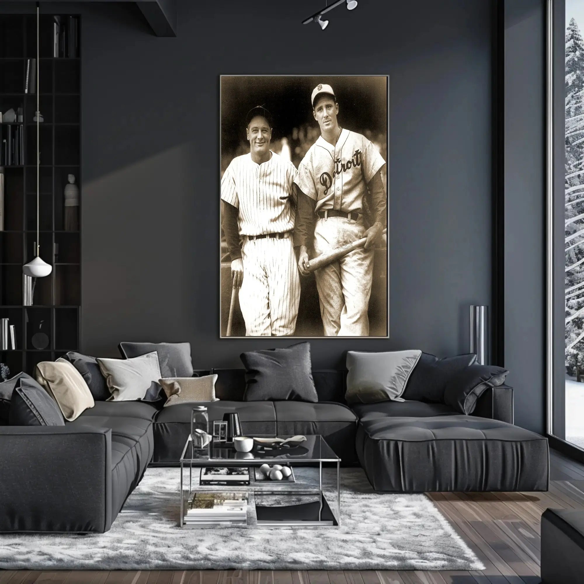 Vintage Detroit Baseball Players Sepia Sports Poster PosterGoat