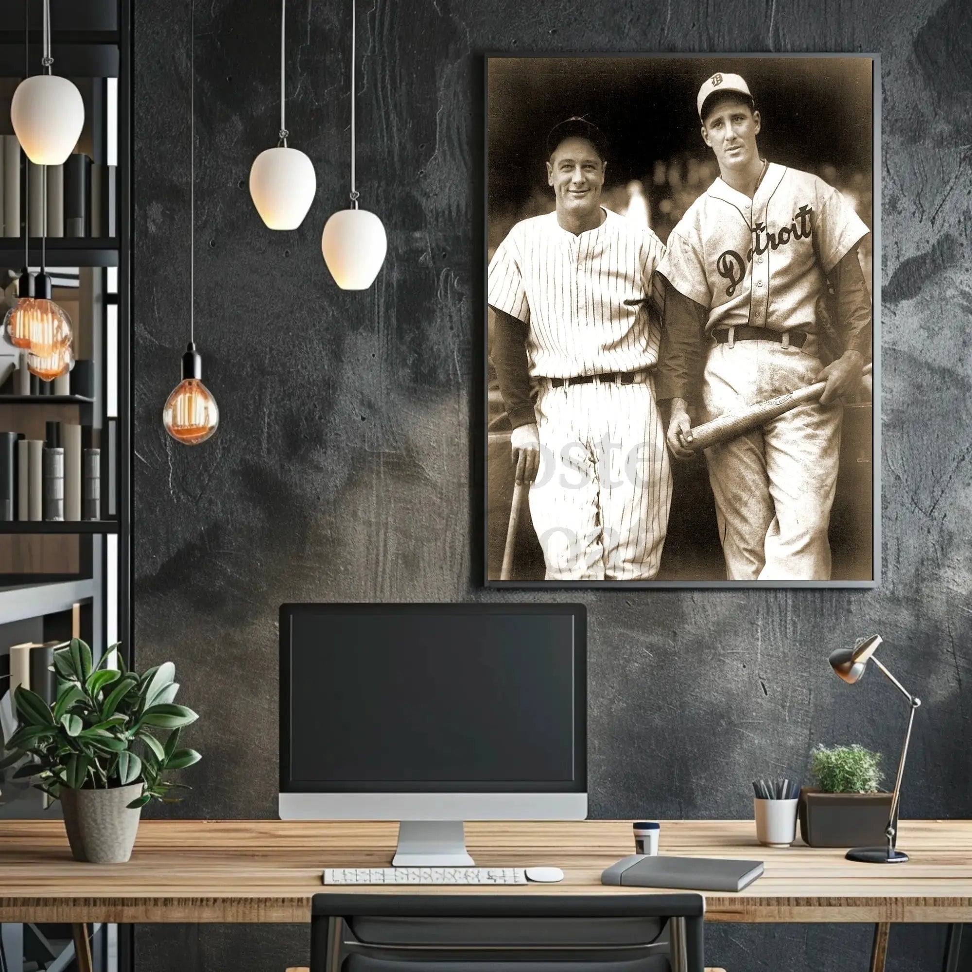 Vintage Detroit Baseball Players Sepia Sports Poster PosterGoat
