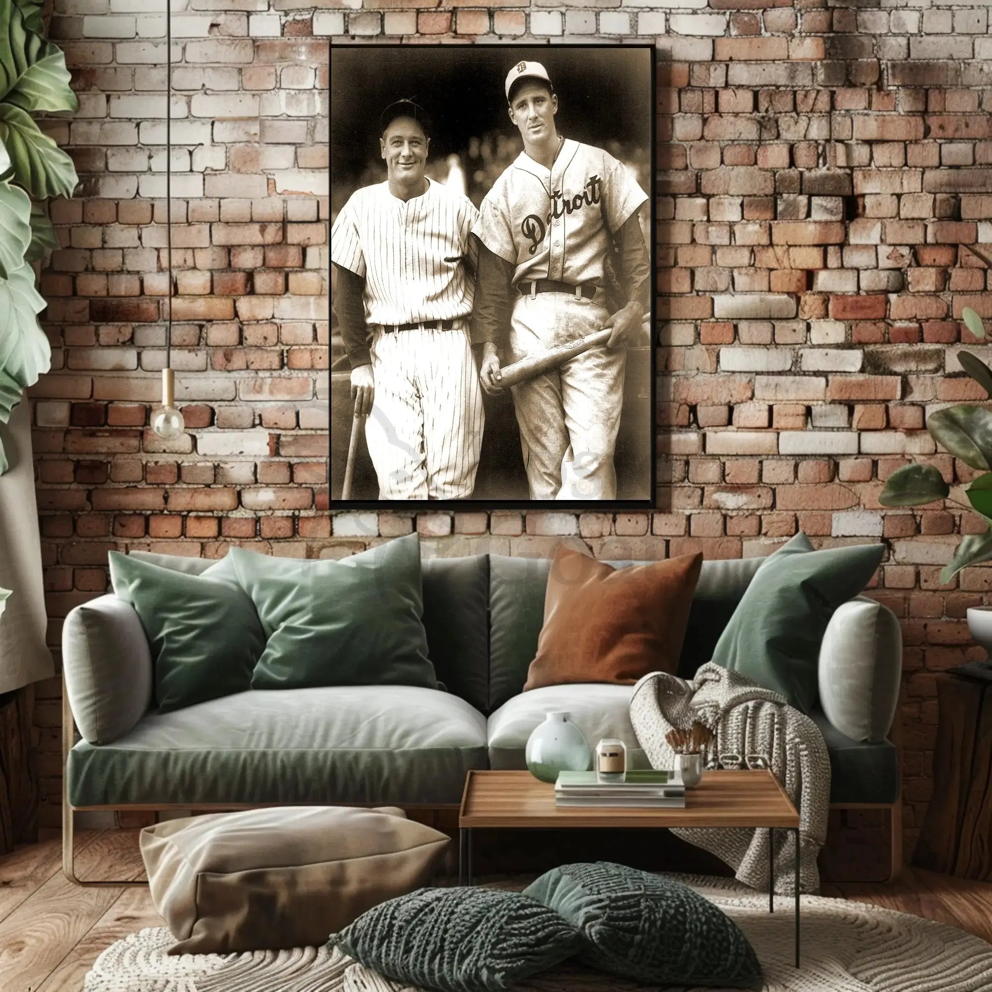 Vintage Detroit Baseball Players Sepia Sports Poster PosterGoat