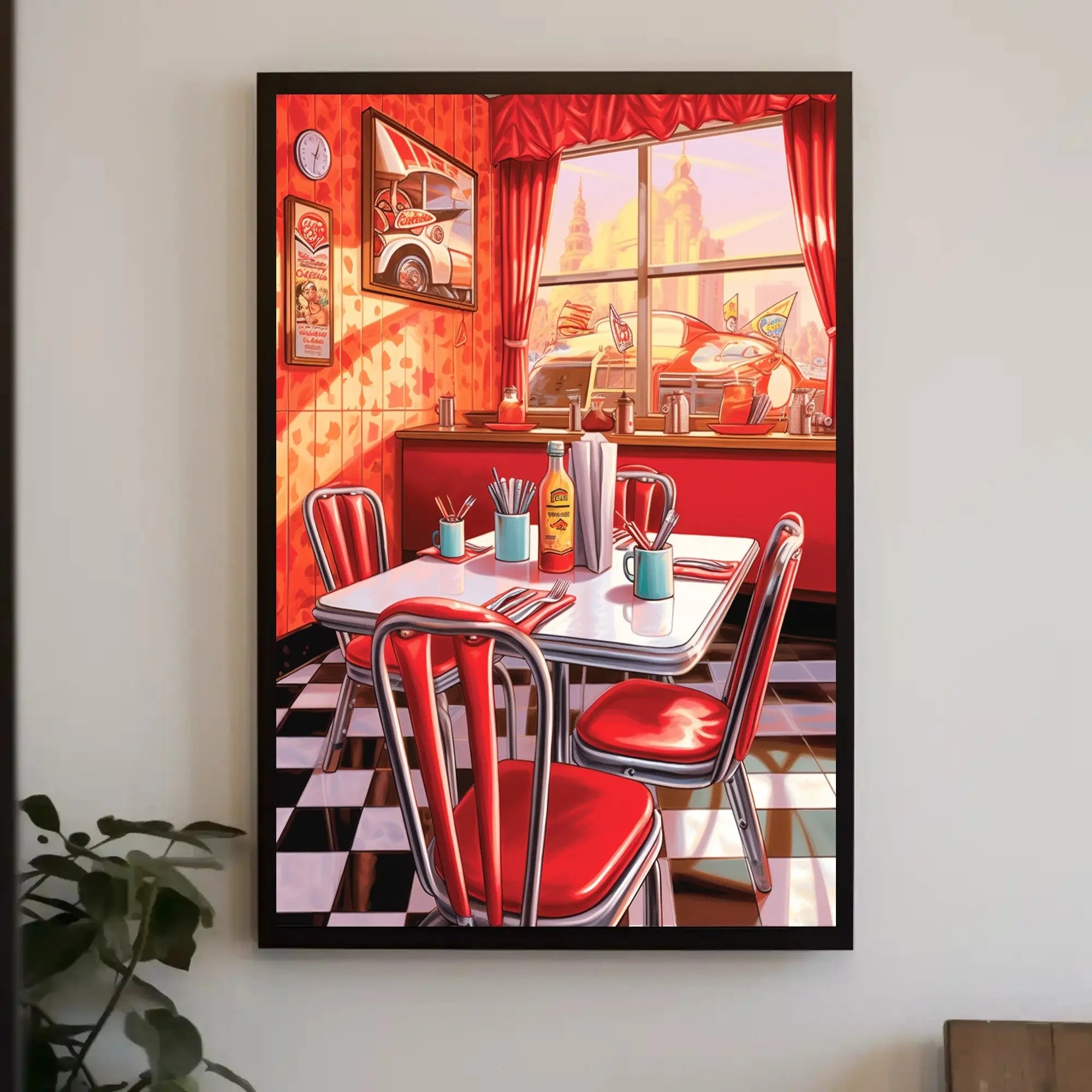 Vintage Diner Scene: Classic Americana Cultural or Heritage Poster PosterGoat