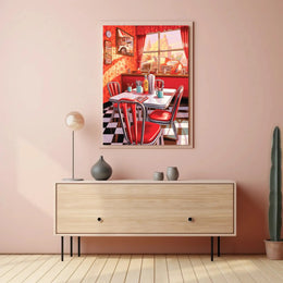 Vintage Diner Scene: Classic Americana Cultural or Heritage Poster PosterGoat