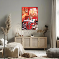 Vintage Diner Scene: Classic Americana Cultural or Heritage Poster PosterGoat