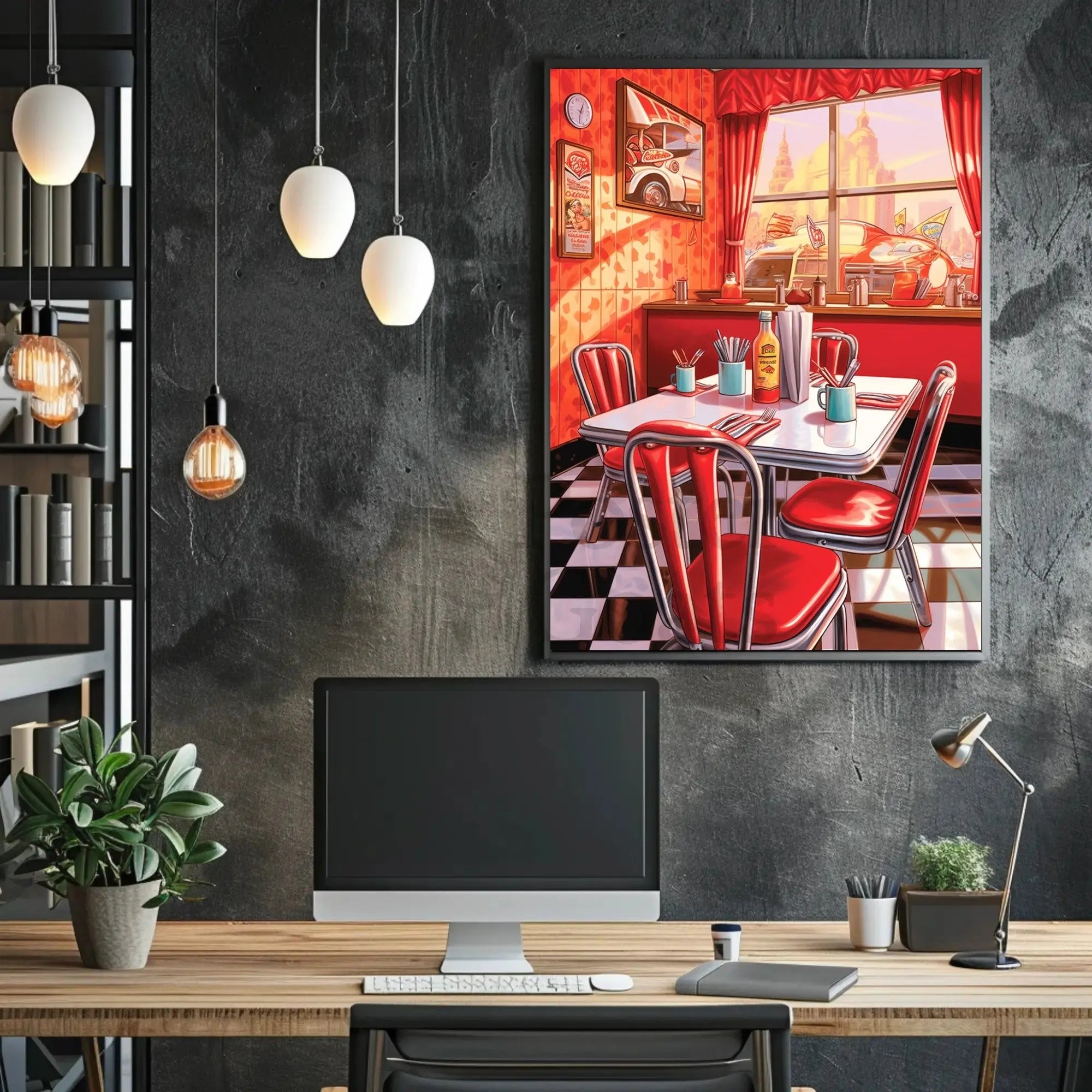 Vintage Diner Scene: Classic Americana Cultural or Heritage Poster PosterGoat